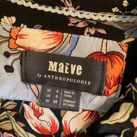 Maeve Shirt Dress Womens 0 Floral Leyster Lace Back Button Front Anthropologie - Picture 14 of 16